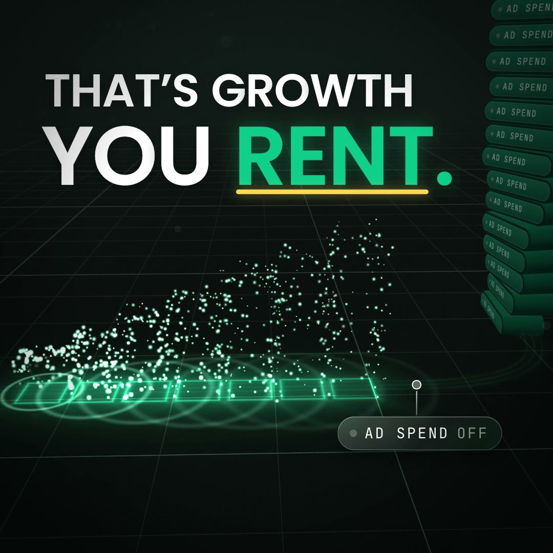 The words That's growth you rent over a field of green light