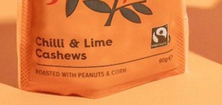 A close view of a Liberation Foods pack, the product name, the Fairtrade mark and the pack weight all printed on the front