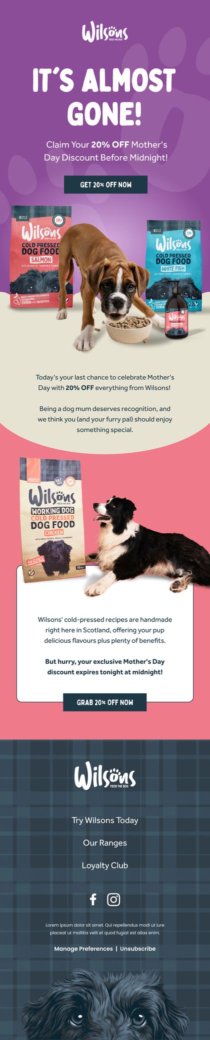 A Wilsons Mother's Day email designed by Engage Commerce